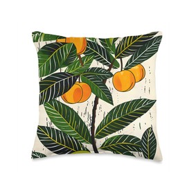 Minimalist Moonlight Botanical Nectarine Throw Pillow