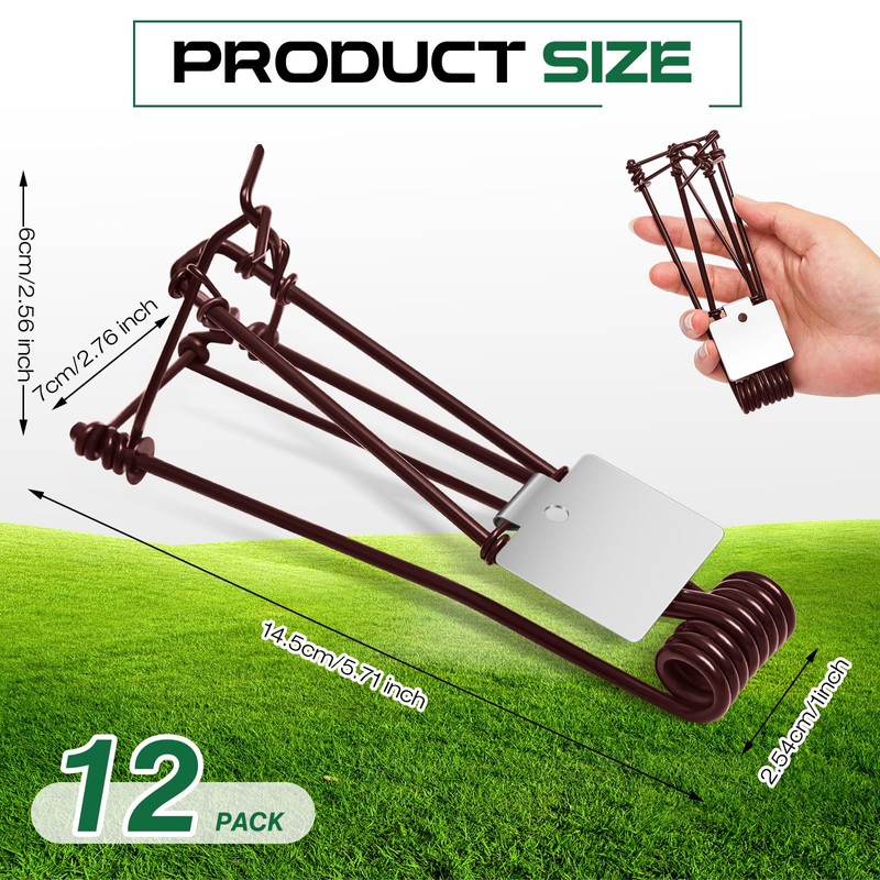 Qualirey 12 Pcs Outdoor Gopher Trap Easy Set Mole Trap