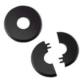 bociloy Wall Split Flange 26mm/1"Diameter, ABS Round Self-Adhesive Escutcheon Plate, Wall Hole Decoration Cover, Water Pipe Plate Cover, Black, 2PCS