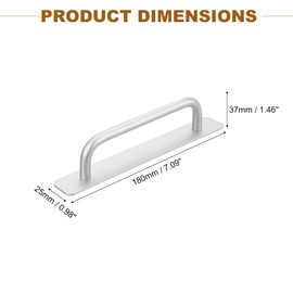 sourcing map 8Pcs Barn Door Handles, 180mm / 7 Inch Length Hole Center Sliding Gate Door Pull Handle Aluminum Alloy Cabinet Handles with Base for Kitchen Bathroom Wardrobe Closet (Silver)