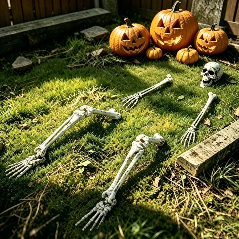 5Pcs Halloween Skeleton Decorations Groundbreaker Yard Stakes Lawn Garden