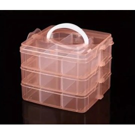 Unbranded 1  5.7 X 5.7 Inch 3 Tier 18 Grid Orange  Adjustable Stackable Storage Box