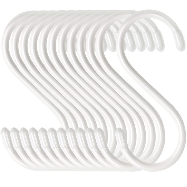 HiGift 24 Pack 5 Inch White S Hooks for Hanging
