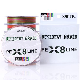Zotic Resident Braid PE X4/X8 4-Way / 8-Way Braided Fishing Line for Baitcaster and Spinning Rod, Professional Fishing Accessories, Predatory Fish, Fishing Tendon, 100 m 150 m 300 m (X8 Multicolour,