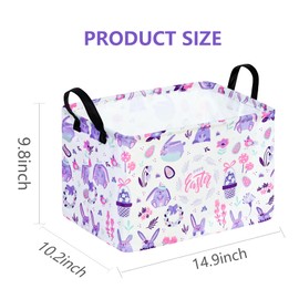 Easter Storage Basket for Kids Easter Bunny Storage Bin Collapsible Nursery Hamper Waterproof Toy Box Book Shelf Basket Easter Bunny Eggs Decor Easter Gifts