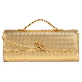 Woven Crossbody Bags for Women PU Leather Shoulder Bag Handwoven Small Hobo Bag Purses 2024, 12.0" X 1.5" X 4.9" Gold, One Size