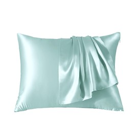 THXSILK SeidenPillowcase 80 x 80 - 100% Mulberry Silk for Hair and Skin - Hypoallergenic with Hidden Zip - 22 Momme Double-Sided Silk 1 Piece Light Blue