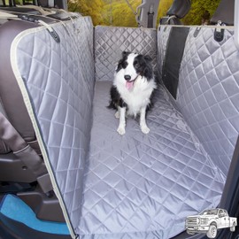 iBuddy Floor Truck Seat Cover for Dogs with Flip Up Rear Seats Truck Pet Hammock Protects Vehicle from Hair, Scratches and Dirt, Back Seat Cover Fits Full Size Pickup Truck Ford F150 F250 Silverado