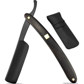 Friendship Men's Single Blade Razor, Foldable, Handle, Wooden Handle, Shaving, Facial, Shaving, Eyebrows, Hairdressing, Western Razor, Barber, For Body, For Women (A) (Black)