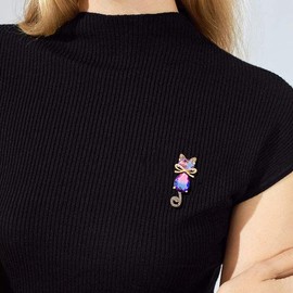 Crystal Cats Brooch Pin Pink Blue CZ Kitten Lapel Pin Gold Bow Cat Broach Cute Animal Cats Collar Pin Shirt Lapel Bag Badge for Women Men Girls Mother's Day Birthday Party Jewelry Gift (pink blue cat)