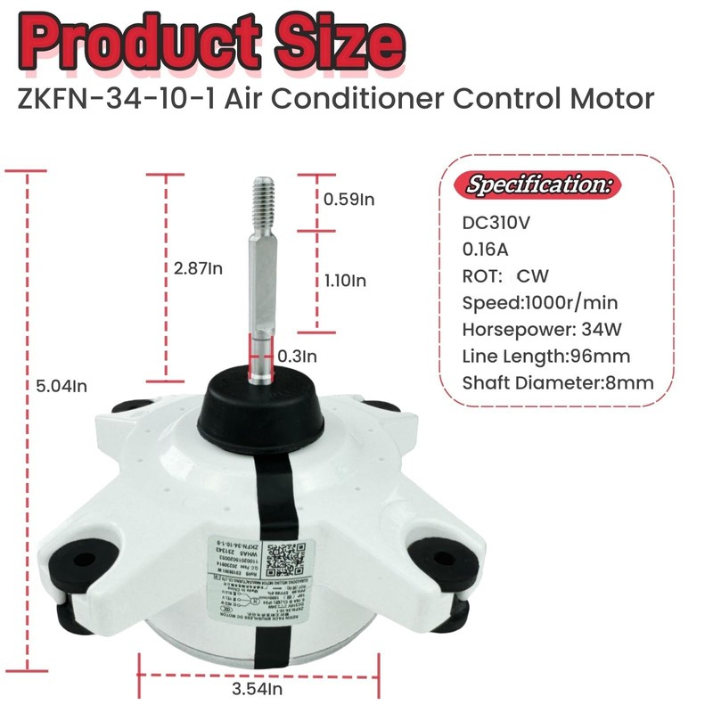 ZKFN-34-10-1 Air Conditioner Control Motor Brushless DC Motor DC310V 34W