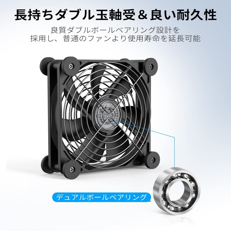 ELUTENG USB Fan, 4.7 inches (12 cm), Anti-Vibration Rubber Feet,