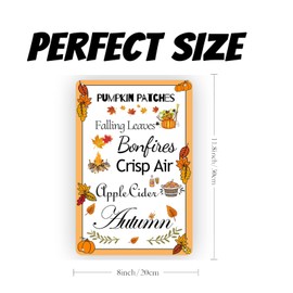 Pumpkin Patches Falling Leaves Bonfires Crisp Air Autumn Metal Sign Vintage Tin Sign Wall Decor for Home Farm Bar Cafe Kitchen Wall Decor 8x12 inch