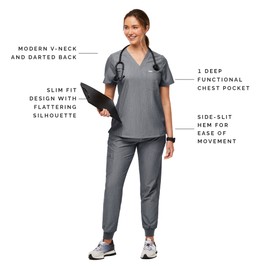 FIGS Catarina One-Pocket Scrub Top for Women — Graphite, M