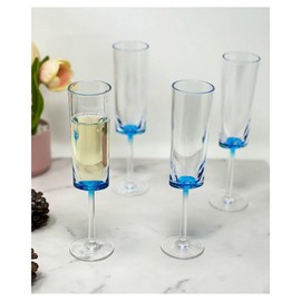 Udorich Unbreakable Plastic Champagne Flutes Set of 4, Elegant Mimosa Glasses, 4oz for Weddings and Celebrations