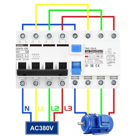 DIHOOL RCD Type B fi Circuit Breaker Residual Current Circuit Breaker FI Switch DIN Rail 4-Pin 63A 30mA
