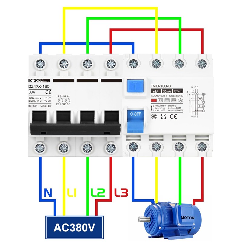 DIHOOL RCD Type B fi Circuit Breaker Residual Current Circuit
