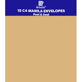 15 A4 C4 Brown Manila Envelopes - Peel and Seal - A4 Unfolded - 80gsm
