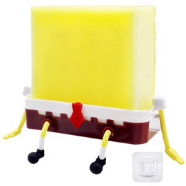 Yeelua Sink Caddy with Sponge - Cute Cartoon Sponge Holder, Kitchen Cleaning Sponges Sink Organiser with Suction Cups, Creative Sponge Rack Sponge Cradle Drainer Rack