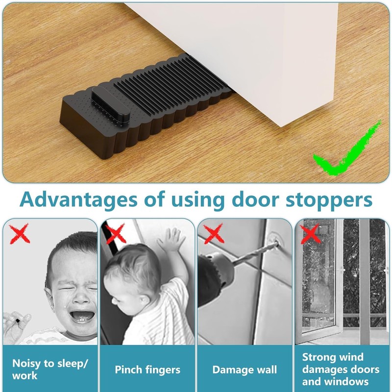 6 Pack Rubber Door Stoppers Door Stop Rubber Wedge Thin
