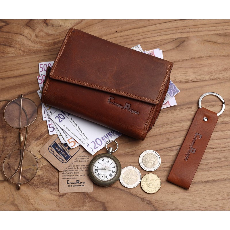 Chunkyrayan Genuine Leather Women's Wallet High-Quality Vintage RFID Protection Including