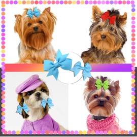 Clipband Puppy Dogs Hair Barrettes Bows with Rubber Bands,Hair Accessories Bow Pet Grooming Cute Pet Small Hair Bowkno (Style C-40pcs)