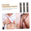 SAFIGLE 3Pcs Eyelash Extension Tweezers Pouch Makeup Tool Container for