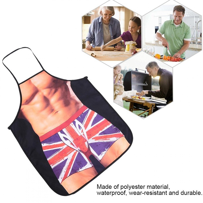 3D Funny Cooking Apron Sexy Man Woman Apron Waterproof Apron(B)