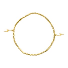 And Lovely 14K Gold or Silver Plated Bead Stretch Bracelet with 14K Gold Plated Star Charm - Stackable Stretch Bracelet - Set of 3 (Gold Lightning Bolt)