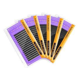 NAGARAKU NAGARAKU 5 Trays Eyelash Extensions Individual Lashes 0.12mm D curl 9/10/11/12/13mm in 1 pack Classic Matte Black Natural Professional Faux Mink 16 rows