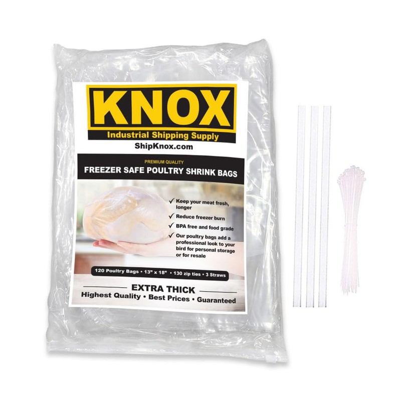 Knox Brand Poultry Shrink Bags 120 Pack, 13" X 18"