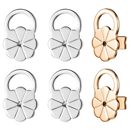 6PCS Earring Lifters Backs, Earring Backs for Droopy Ears Adjustable Anti-Sensitive Secure Large Earrings Backing for Heavy Earrings(Gold Silver)