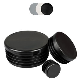 Pack of 10 Round Pipe Plugs, Lamellar Plugs, All Sizes Selectable 10 to 120 mm, Furniture Gliders, Protective Caps, Round Plugs, black