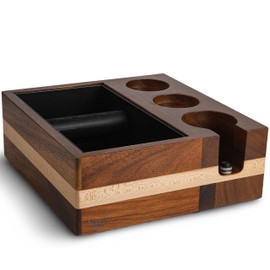 KNODOS Espresso Knock Box With 54mm Tamping Station For Breville Espresso Accessories Adjustable Portafilter Height, Detachable Coffee Dump Bin