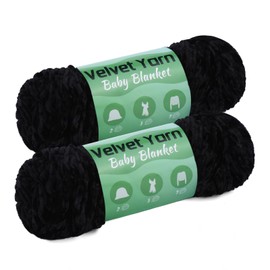 Baby Blanket Yarn 2 x 100g Velvet Wool Chenille Yarn with Crochet Hooks and Accessories for Knitting Fancy Yarns and Pattern Knitting Creations