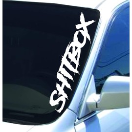 Large Shitbox Version White DD201 Lowrider Car Truck Window Windshield Lettering Decal Sticker Decals Stickers Drift Dub Lowered JDM Fresh Detailed Stance Fitment 4x4 (2 3/4" x 12")