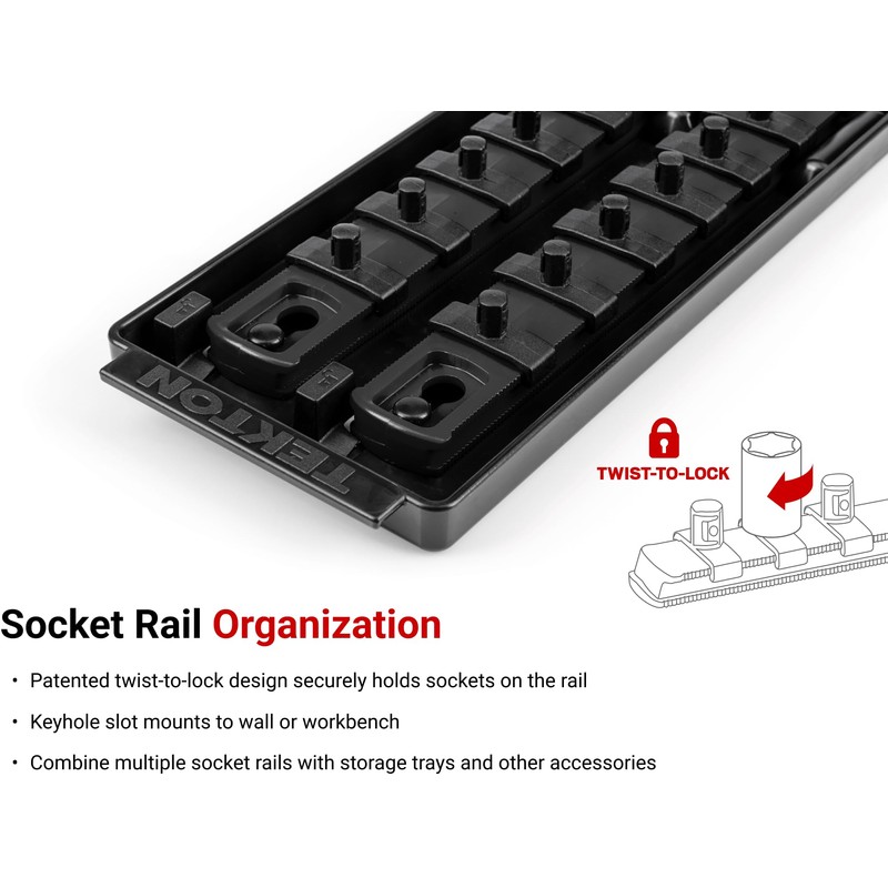 TEKTON 1/4 Inch Drive 6-Point Socket Set with Rails and