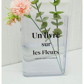 Acrylic Book Vases Art and Culture Flavor Decorative Book Vases Unique Office/Bedroom/Table Decoration/Wedding Decoration Clear Book Vases (Transparent Color)