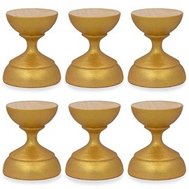 BestPysanky Set of 6 Golden Wooden Ukrainian Easter Egg Stand Holder Display 1.5 Inches