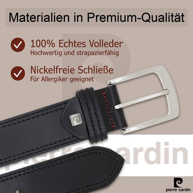 Pierre Cardin Men's Leather Belt, Jeans Belt, 40 mm Wide,