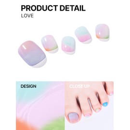 UUUUU. Semi Cured Gel Pedi Strips - [LOVE] 100% Real Gel, Long-Lasting & Easy to Apply&Remove, works any UV Lamps - Spring 2025,Pedi inspo,Pedi Stickers