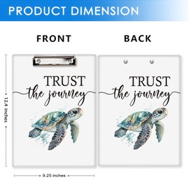 OXW Cute Sea Turtle Clipboard Folder, Decorative Clipboards for Classroom Office Nurses Teacher Students Kids, Standard A4 Letter Size 9x12.4 in, Clip Boards Folio with Low Profile Metal Clip