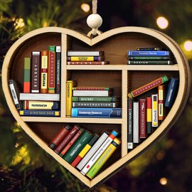 3D Book Christmas Ornament 2023, Book Lovers Gifts, Book Club Gifts, Wooden Bookshelf Ornaments, Librarian Book Lover Ornament, Easter Gifts Girls, Adult Easter Gifts for Teacher, Coworker, Women