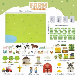 BONNYCO Felt Board for Toddlers with 92 Animal Farm Figures. Montessori and Sensory Toys, Birthday Gifts for Kids 3-8 Years Old. Educational Games, Learning Activities, Christmas