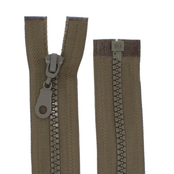 Plastic Zips Coarse 5 mm Separable (70 cm, Mud)
