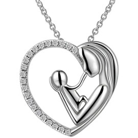 Collar Corazón Madre E Hija Bebé Día De Las Madres Plata 925 Color G, Mom And Child