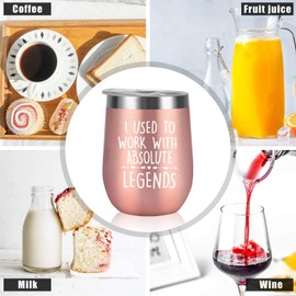 Livole Christmas Gifts for Women Men boss, Retirement Leaving Gifts for Colleagues, 12oz 350ml Vacuum Stainless Steel Wine Tumbler with Lid and Straw, I Used to Work with Absolute Legends, Rose Gold
