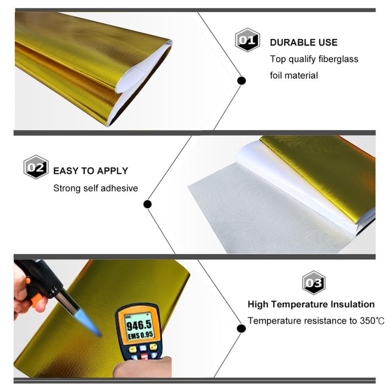 12'' X 48'' Gold Adhesive Heat Shield ReflectiveTape Wrap Roll