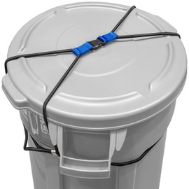 Encased (2 Pack) Trash Can Lock, Bungee Cord Heavy Duty Nylon Large Outdoor Garbage Lid Lock (Fits 30-50 Gallon Cans)