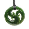 Nephrite Jade Stylized Maori Closed Triple Koru Spiral Harmony Necklace